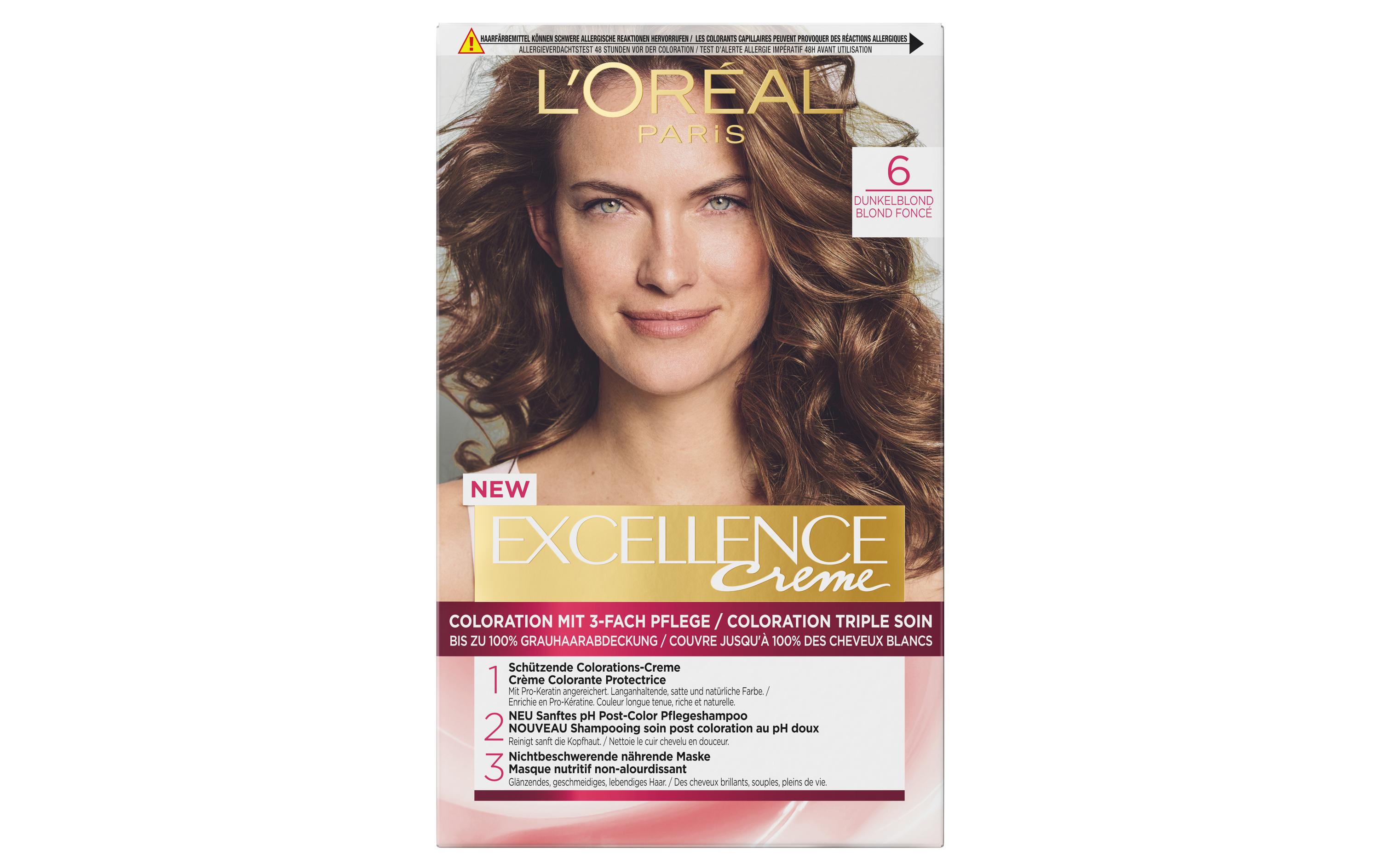 Haarcoloration 6 Dunkelblond3-fach Pflege-Coloration