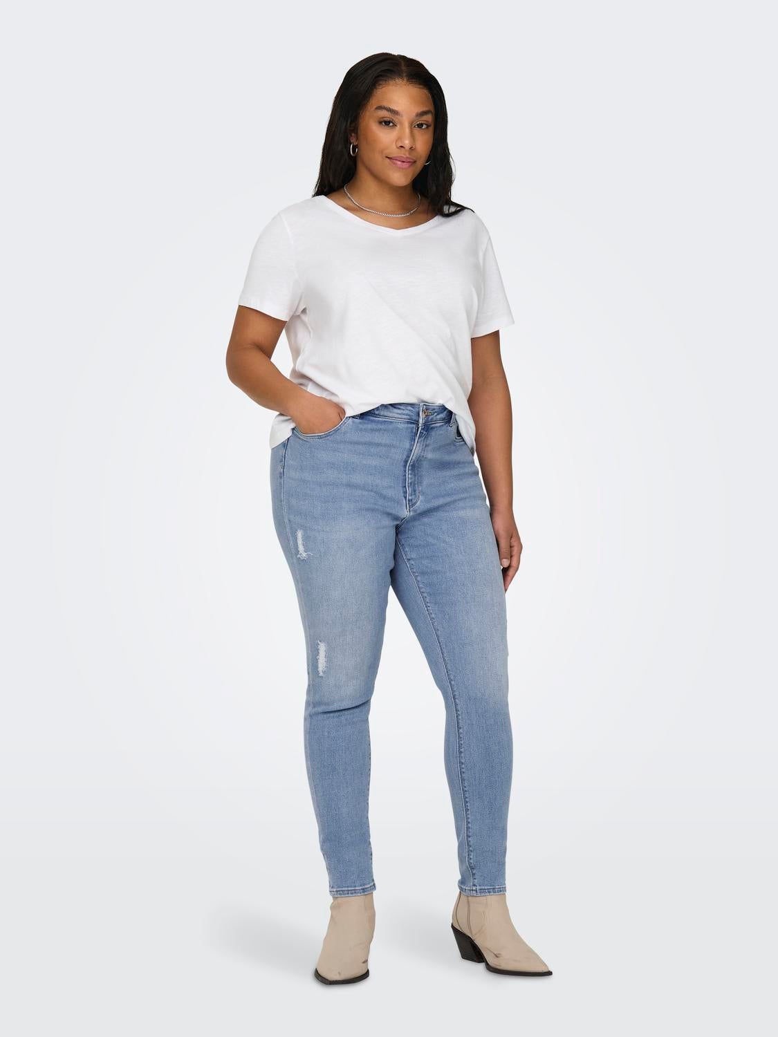 CARMILA Hohe Taille Skinny Fit Jeans Light Blue Denim