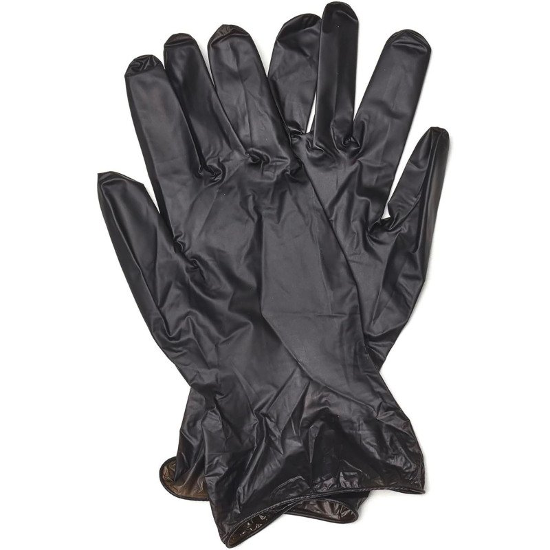 Gants jetables vinyle Extra Black Spontex, non poudré, noir - Boîte de 100 gants