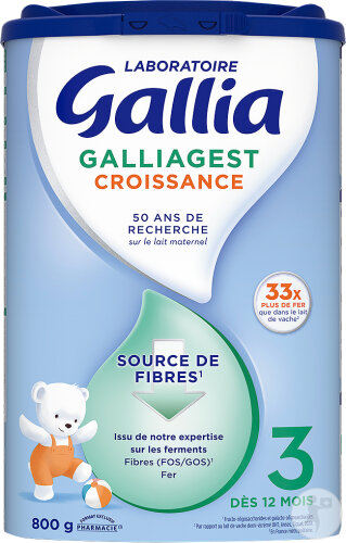 Gallia Galliagest 3 Croissance Lait Poudre Bébés +12 Mois 800g