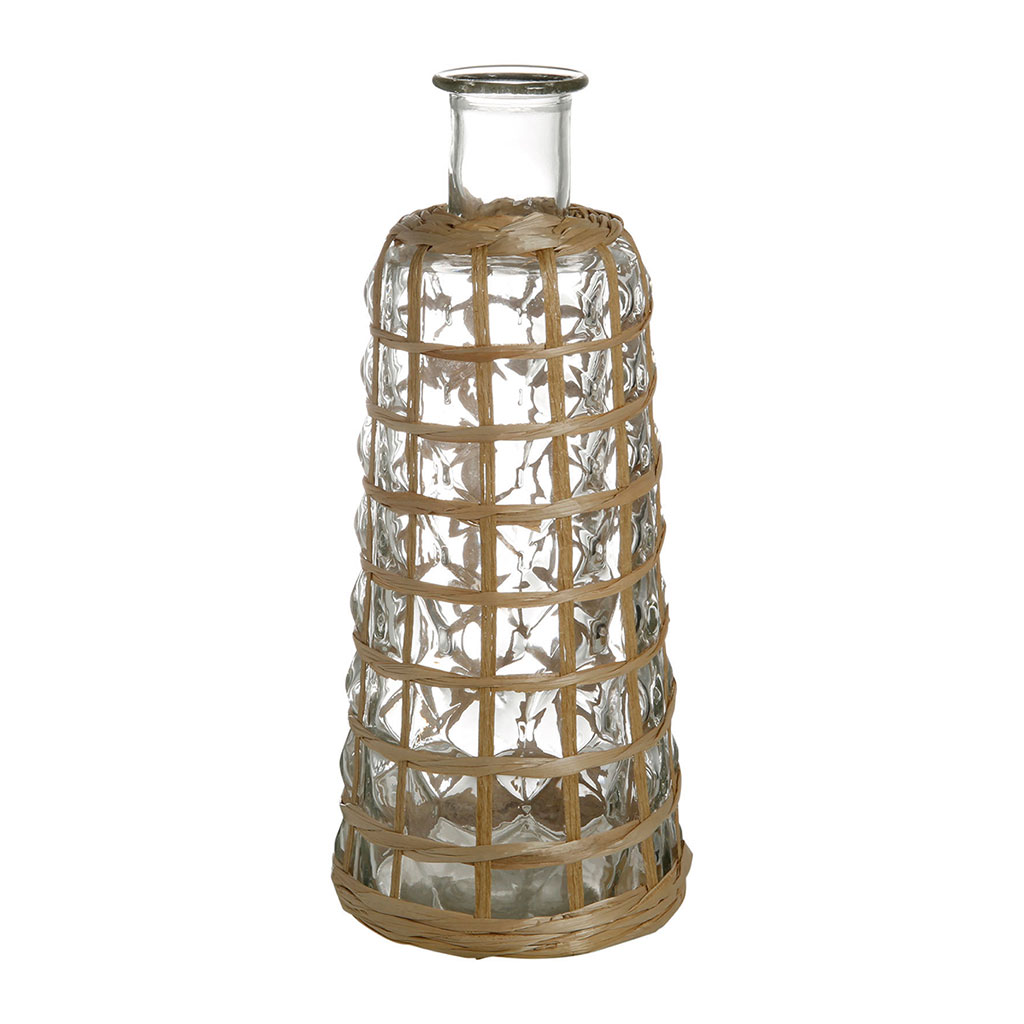 Vase en verre et papier tissé H 30.5cm