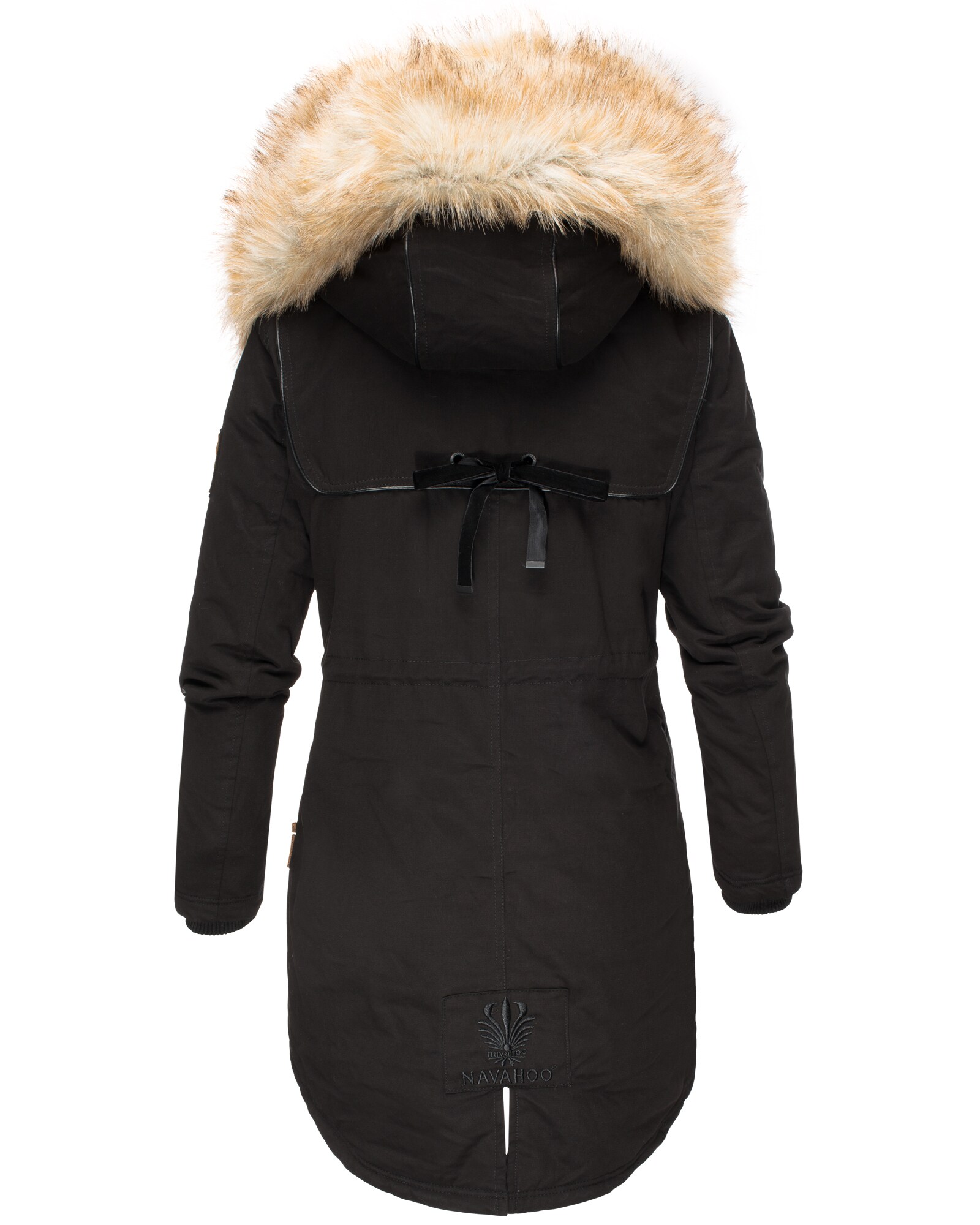NAVAHOO Damen stylischer Wintermantel Winterparka mit Kunstfell-Kapuze Bombii