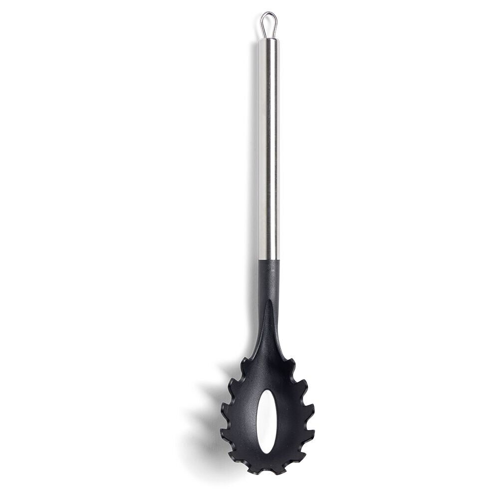 Cuillère à spaghetti en plastique noir avec manche en inox L.33,5cm