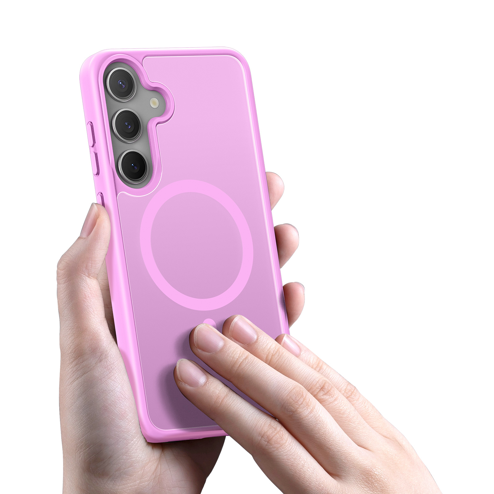 Samsung Galaxy S25 Hybrid Hardcase Hülle mit TPU Bumper MagSafe-Modul - Pink