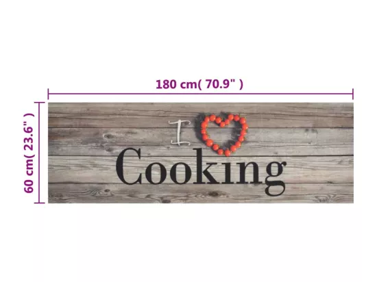 Tapis de cuisine lavable impression cuisine gris 60x180 cm