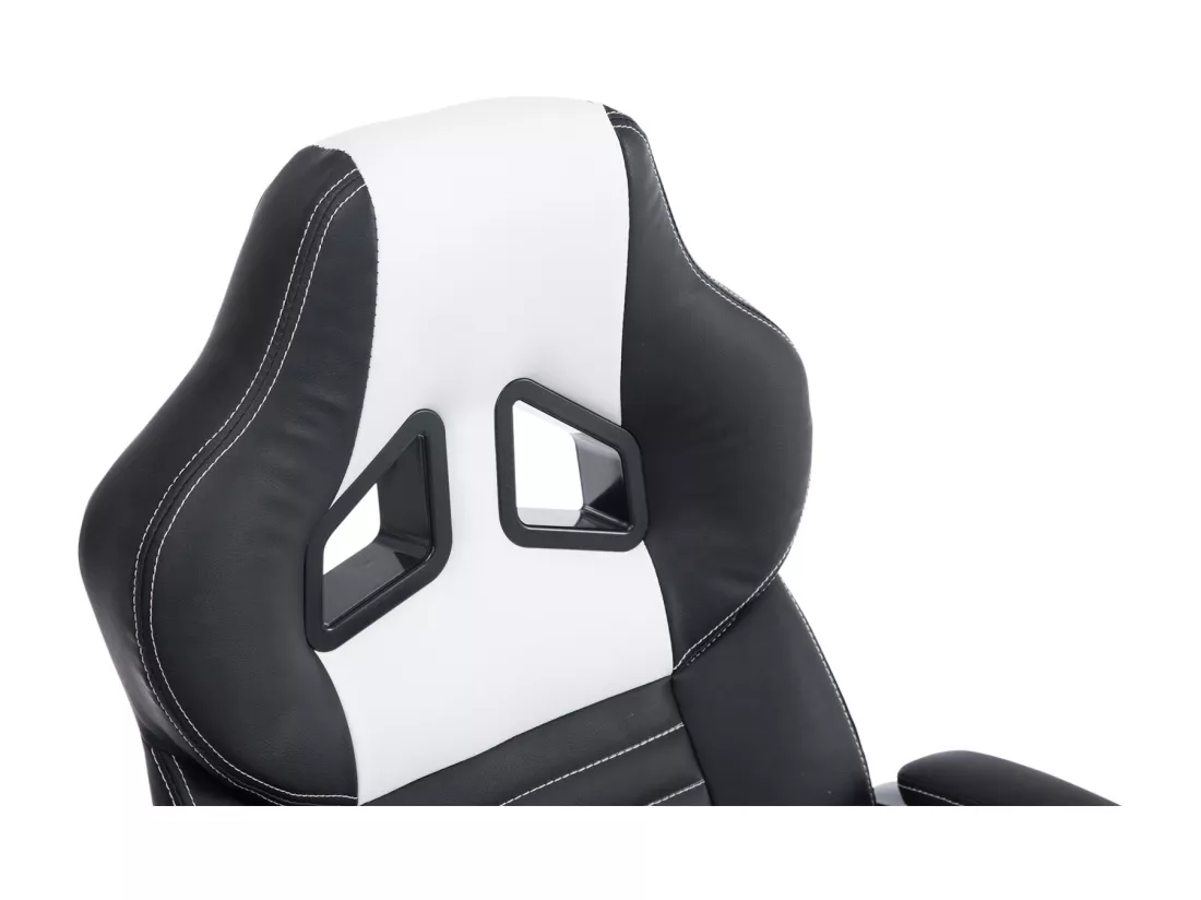 Chaise de bureau - Similicuir & Plastique - Noir / Blanc - XL Pedro