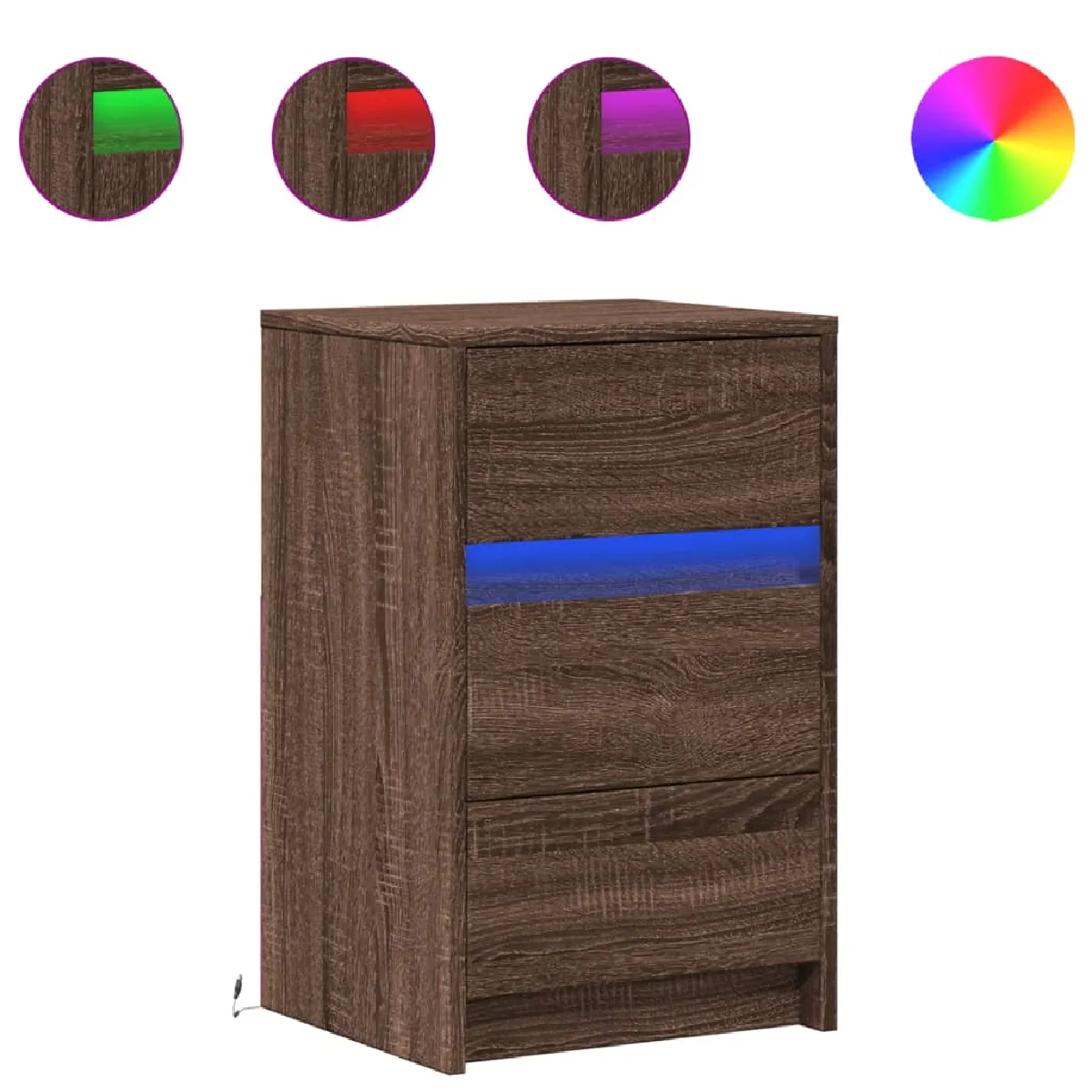 vidaXL LED RVB - Chêne marron