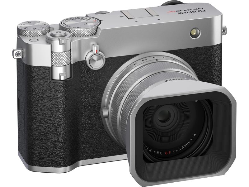 Fujifilm Fotokamera GFX 100RF Silber GFX-Kamera mit fest verbautem Objektiv und bringt die Mittelformat-Bildqualität in ein ultrakompaktes Design