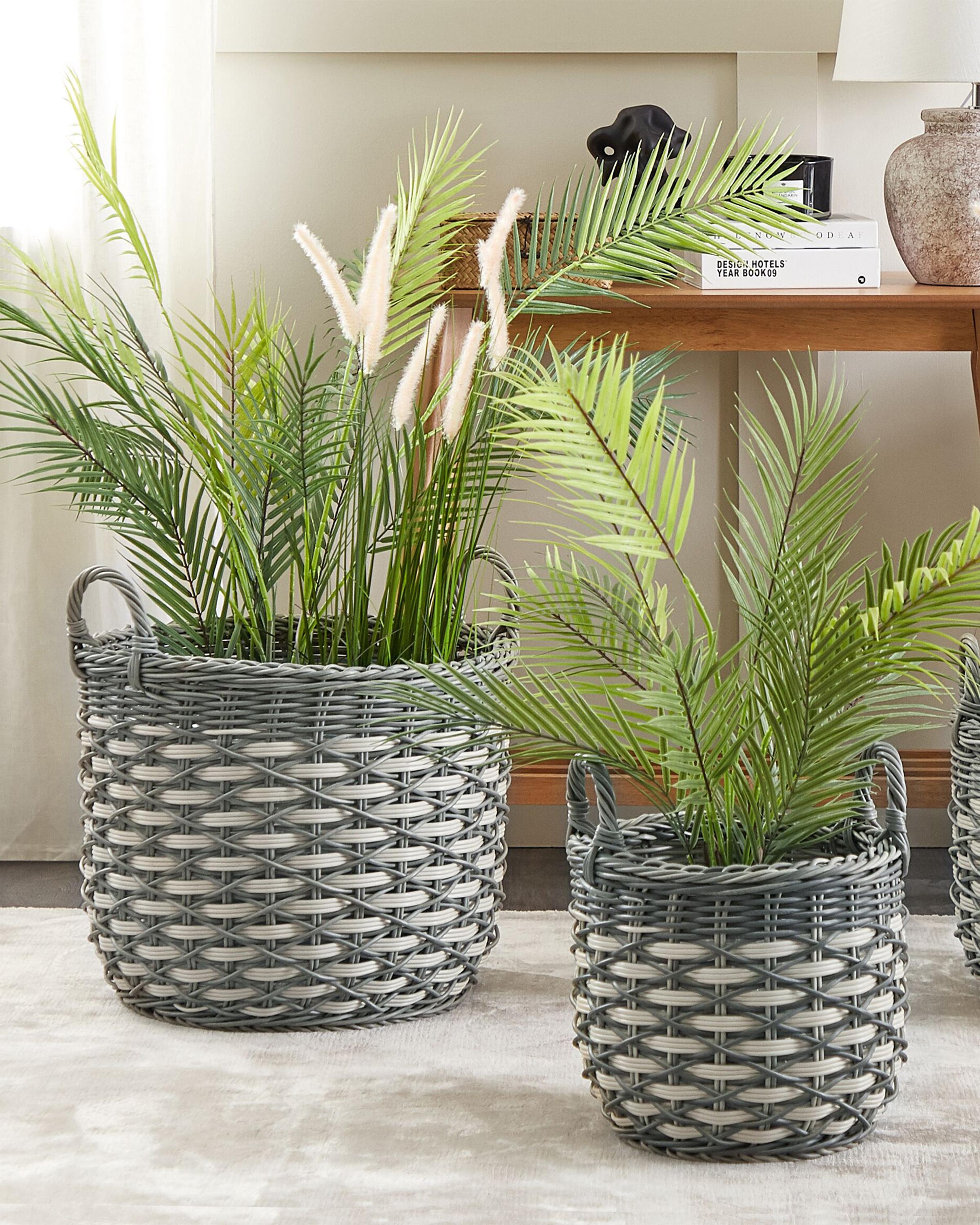 Set van 3 bloempotten GEFIRA PE rotan 31/39/49 cm Grijs