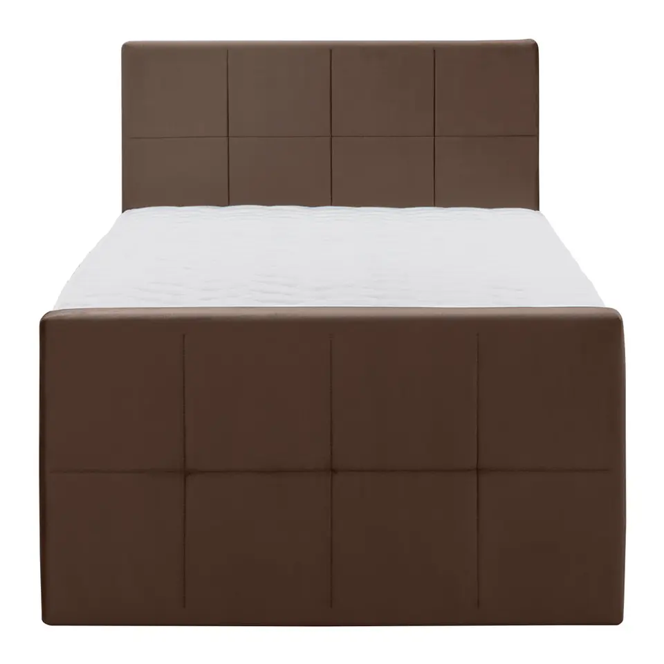 Boxspring met voetbord Liv geblokt - bruin - 120x200 cm - vierkante poot