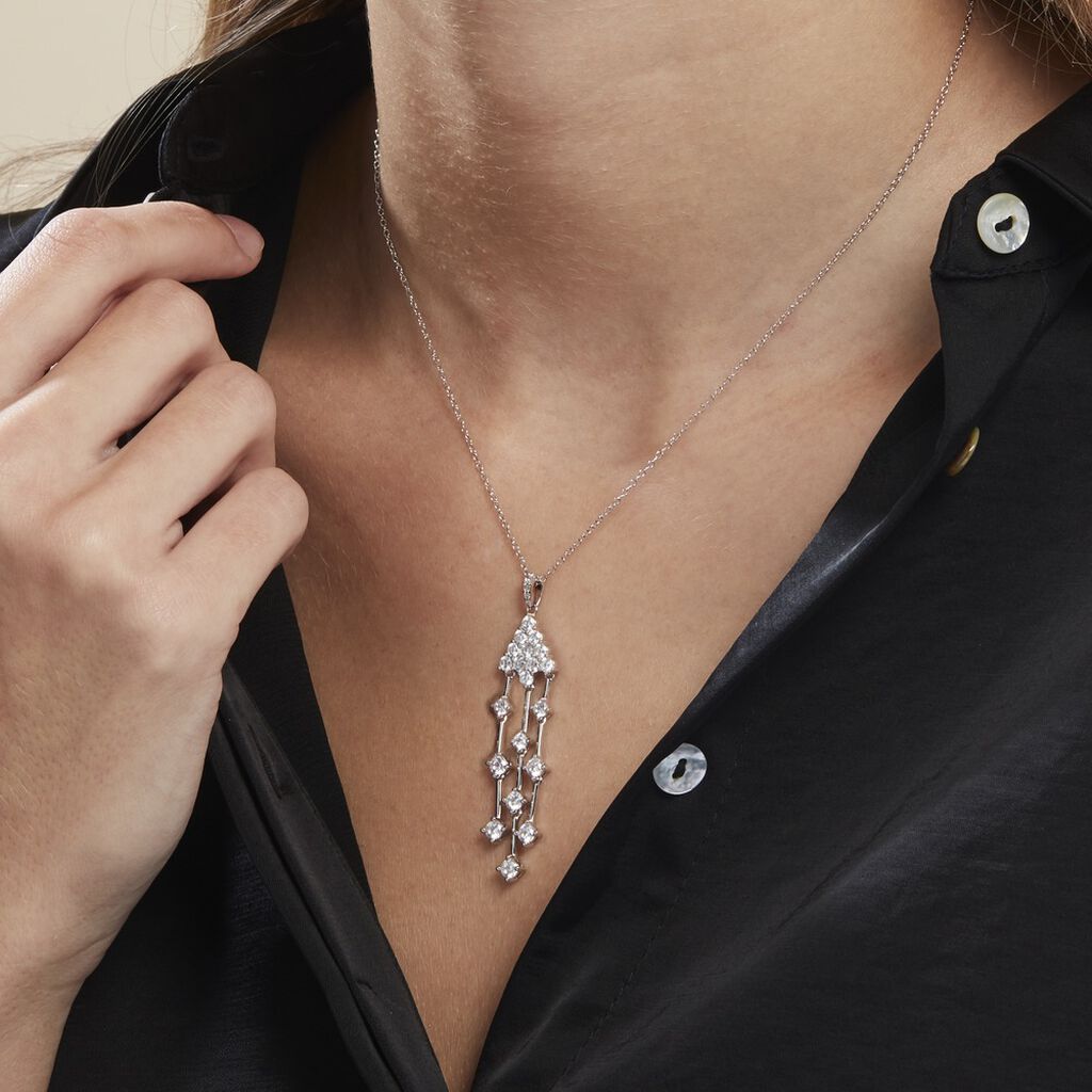 Collier Argent Blanc Wilford Oxydes De Zirconium