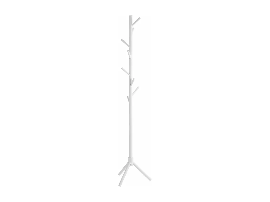 Porte-manteau avec 8 crochets en bois massif coloris blanc - diamètre 43 x hauteur 174 cm