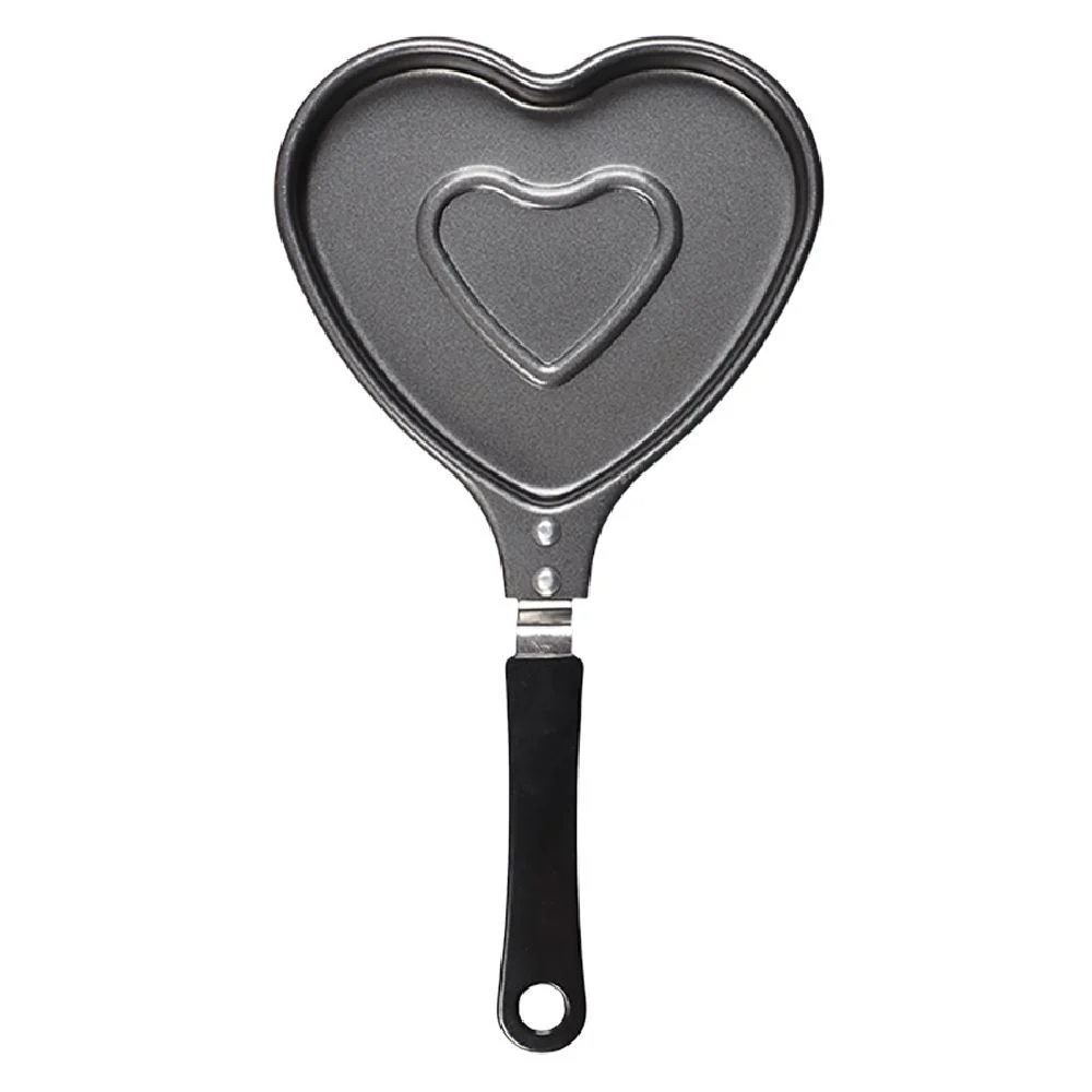 Poêle à pancake forme coeur gris et noir L15cm