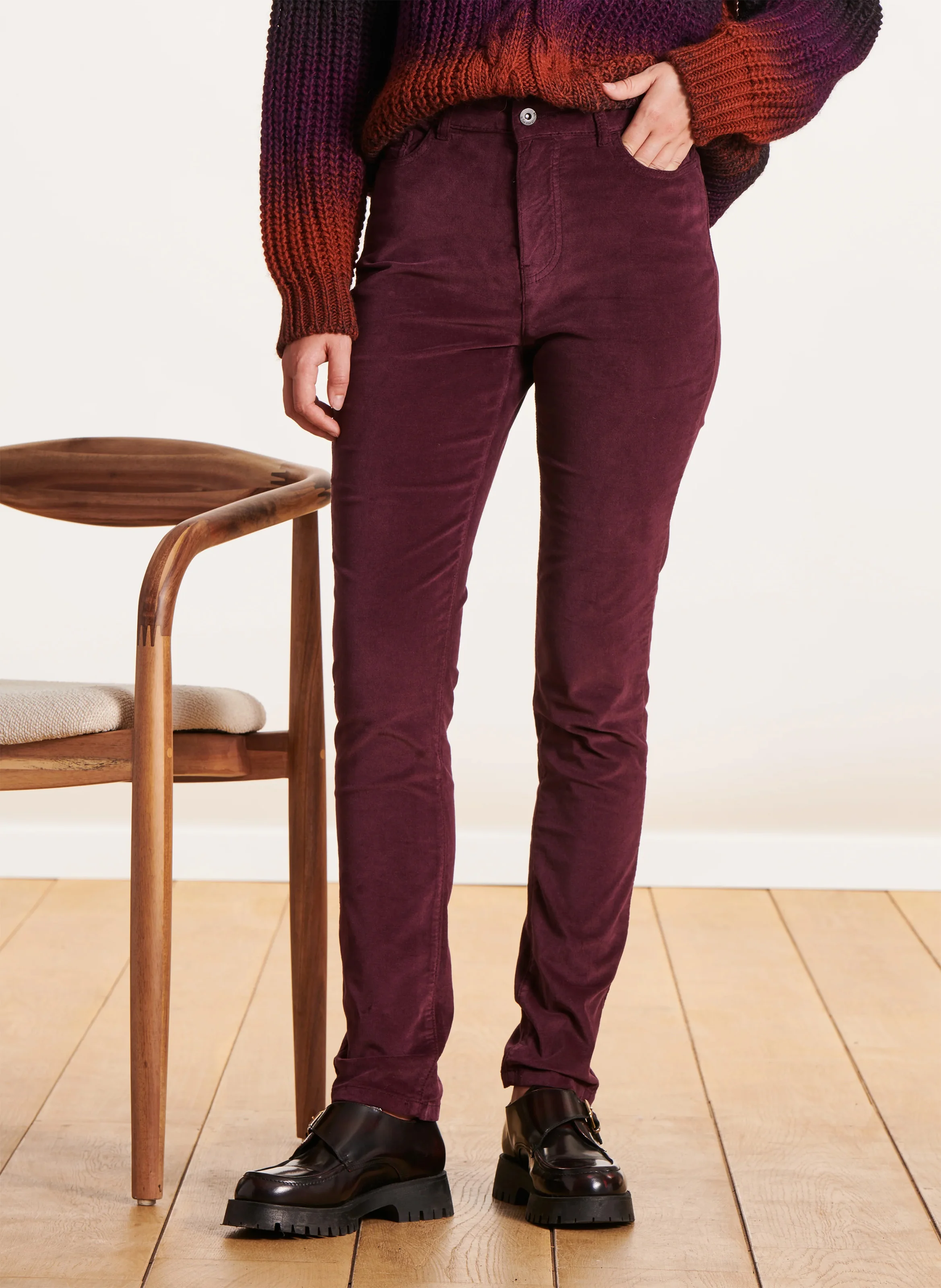 Pantalon slim en coton bio mélangé | Violet
