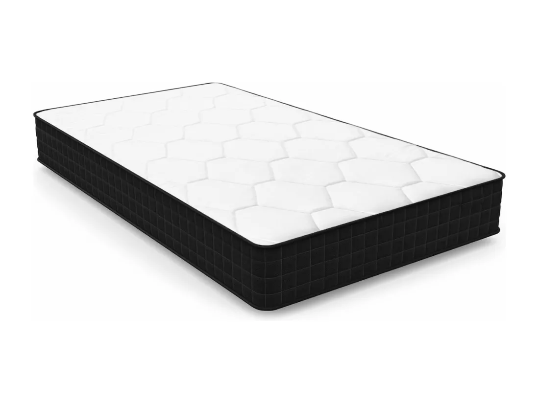 Lit Ensemble Matelas et Sommier 90x190 cm - Matelas 90x190x15cm Mousse - Sommier 90x190cm avec Pieds (Deux colis)