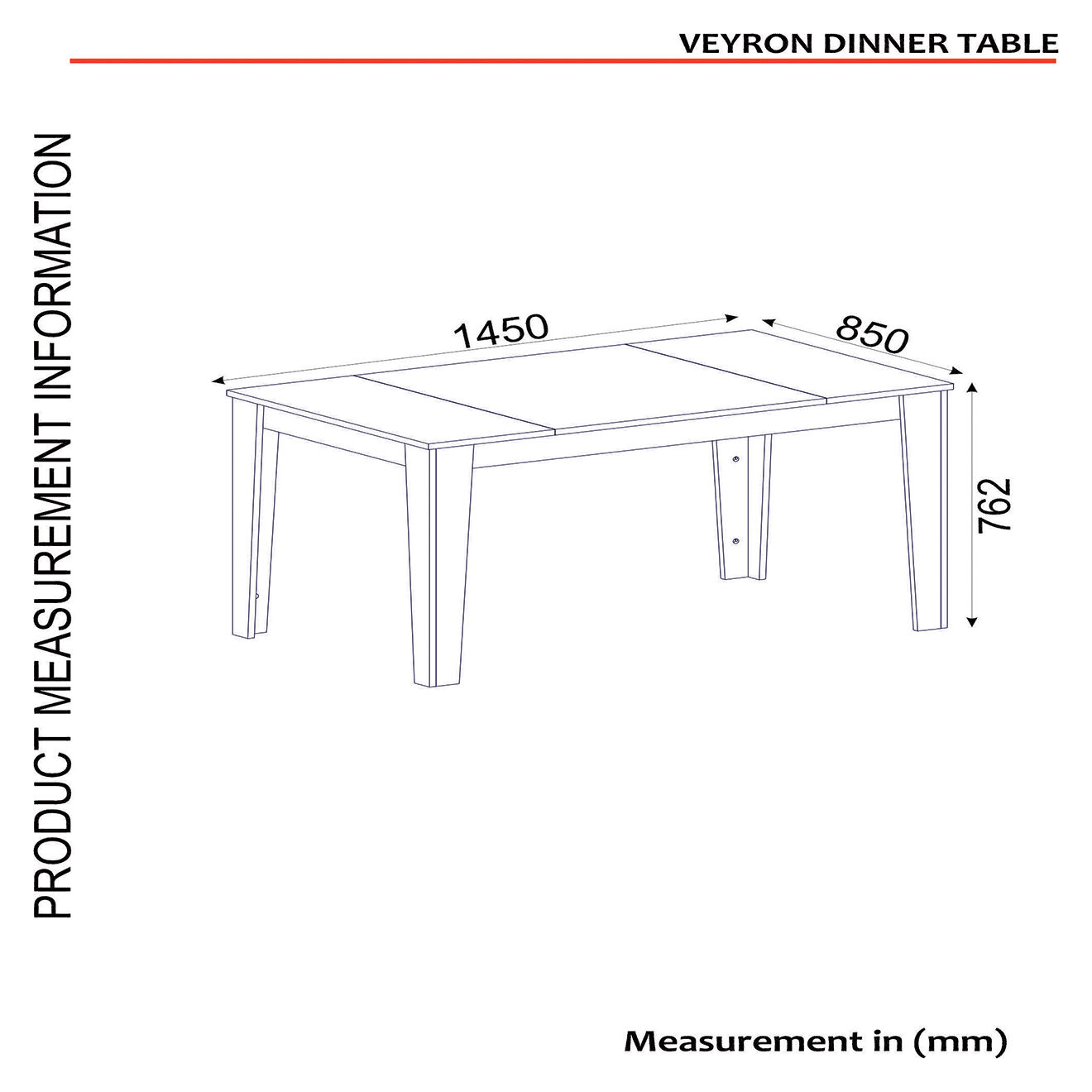 Homitis Table de repas Veyron noir/doré  - 145x85x76.2 cm
