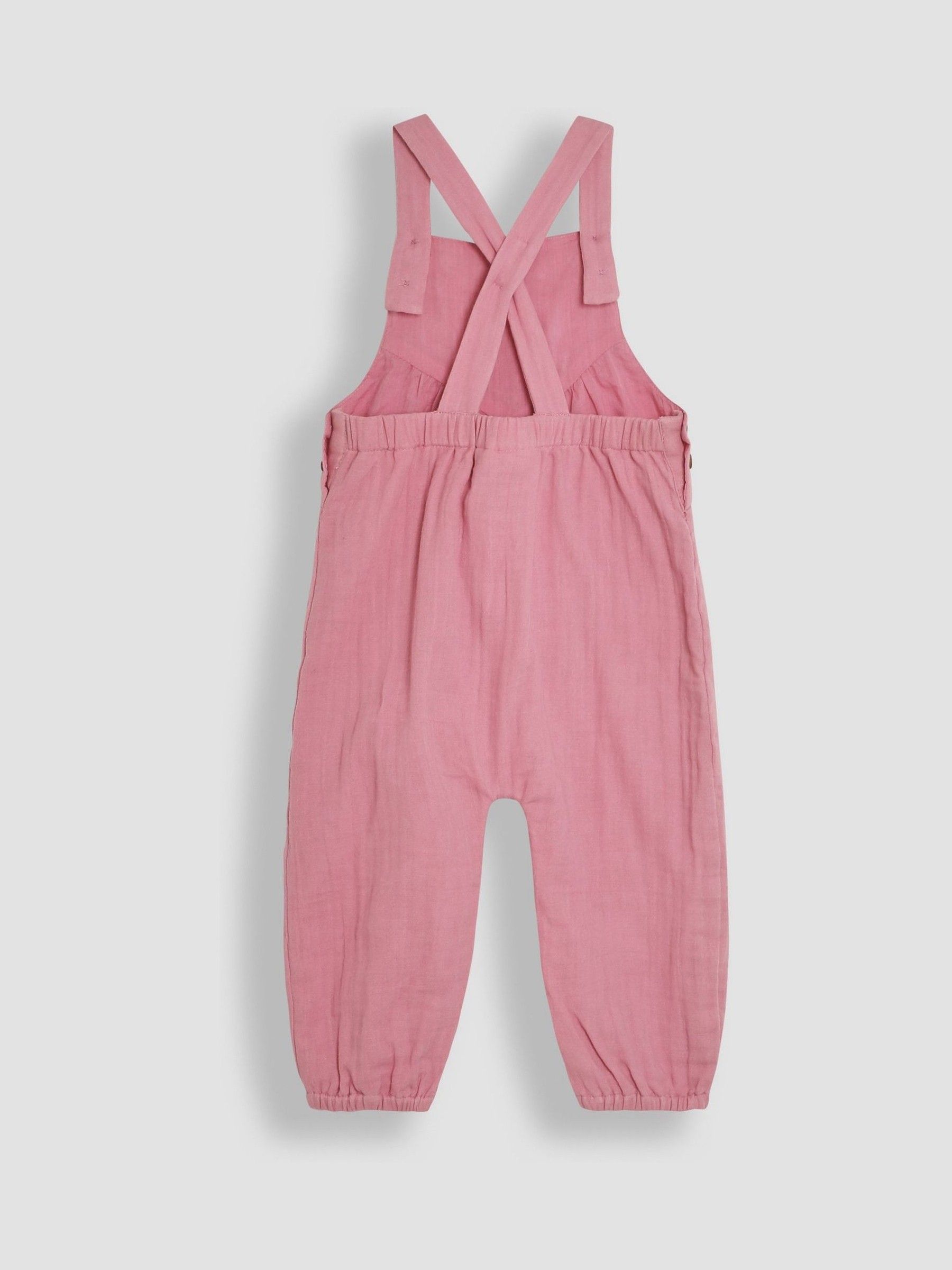 JoJo Maman Bébé Mouse Embroidered Cheesecloth Dungarees and Top Set