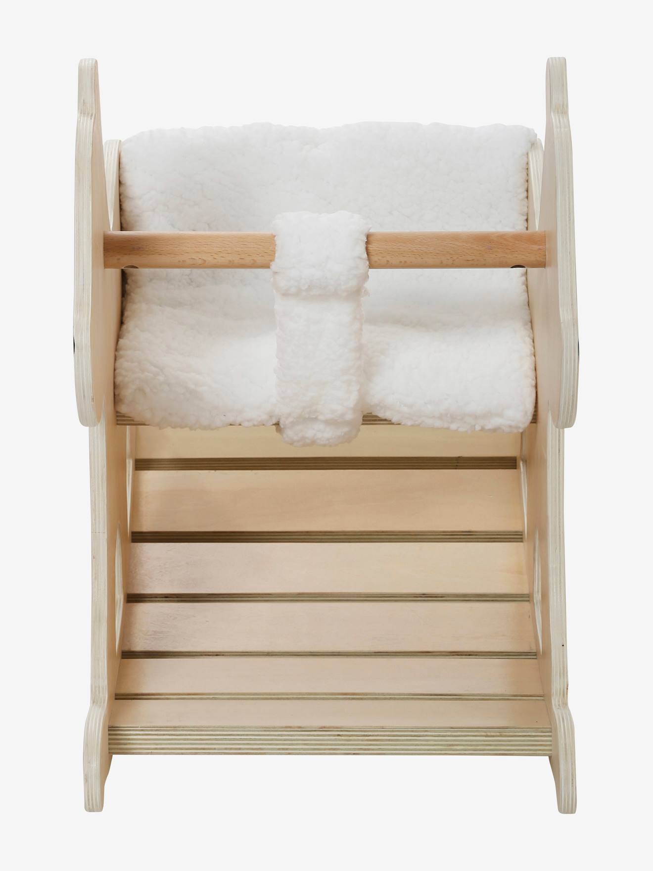 Cadeira de balanço Urso Polar em madeira com certificação FSC®, bege médio, lisa com detalhes decorativos.