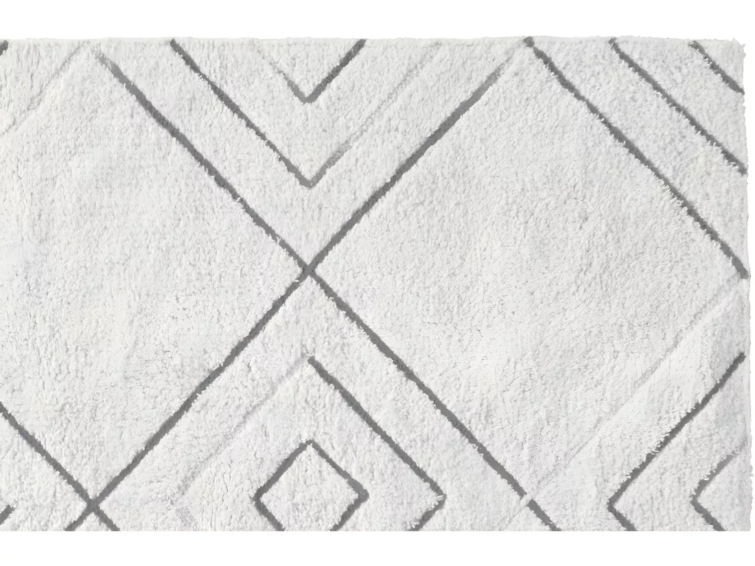Tapis de bain déco géométrique en coton tufté 60x120cm