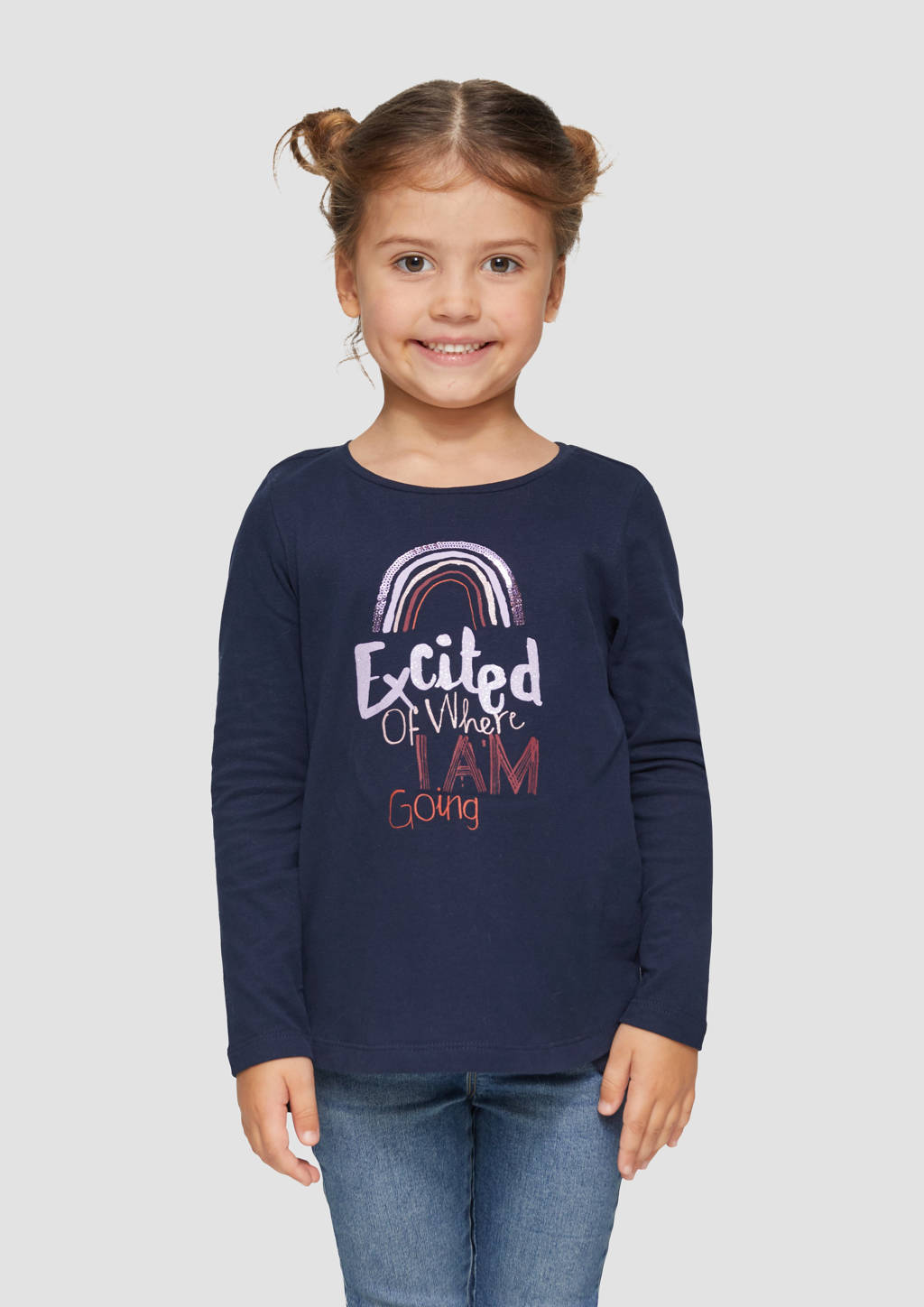 s.Oliver longsleeve met printopdruk donkerblauw