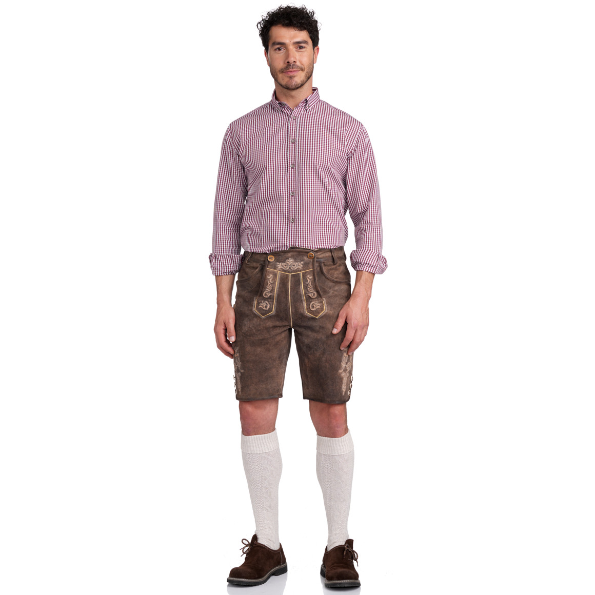 VanVaan Herren Hemd mit feinem Karo-Muster dunkelrot / weiss