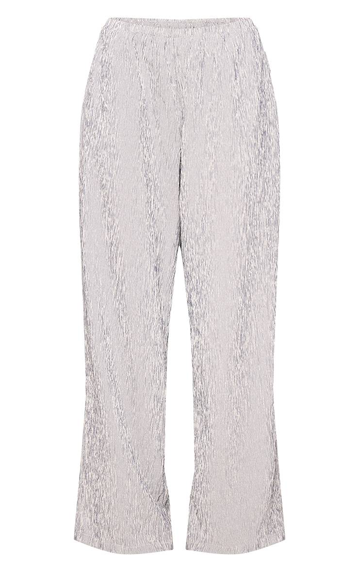 Bleu Marine Pantalon Large À Rayures Texturées Ensemble Coordonné