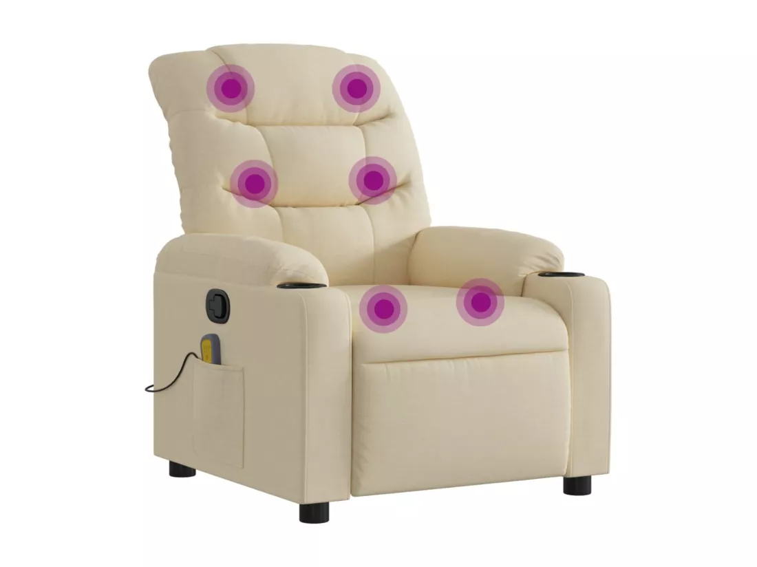 Fauteuil massant inclinable Crème Tissu