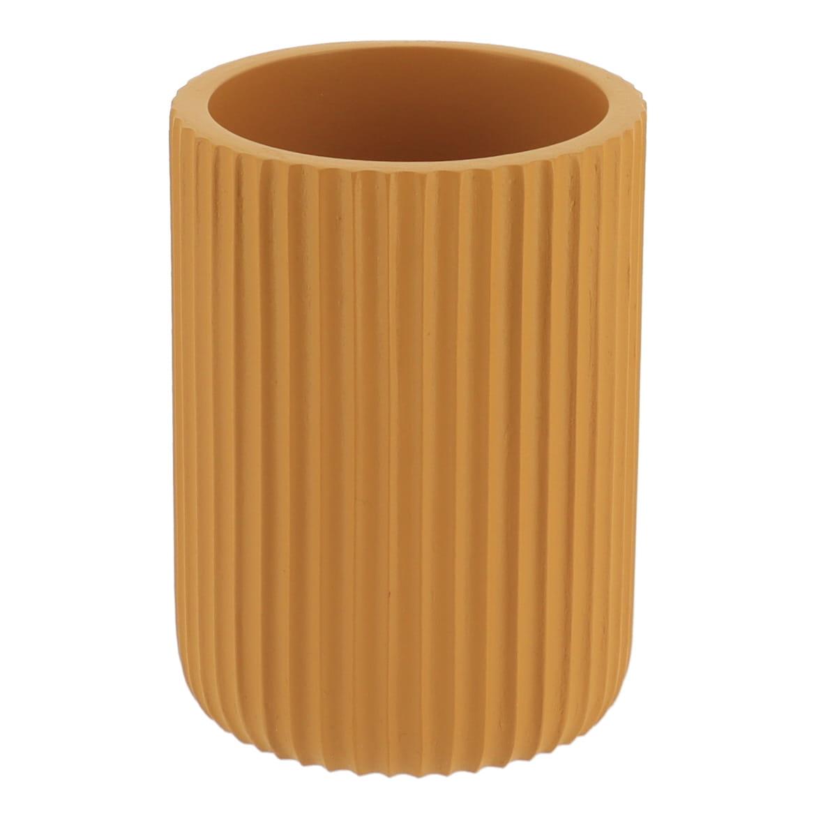 GOBELET STRIE ARRONDI POLYRESINE MOUTARDE