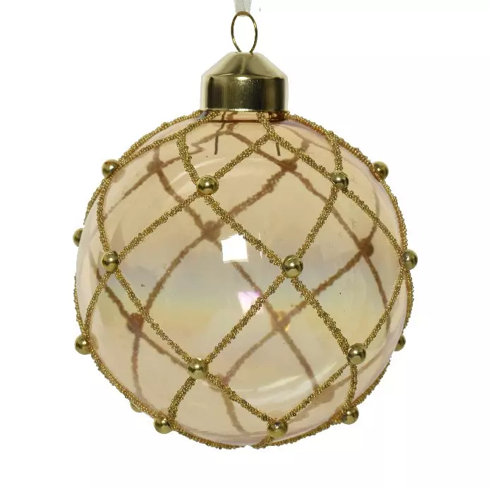 Lot de 3 boules de Noël (D80 mm) en verre Clali Perle