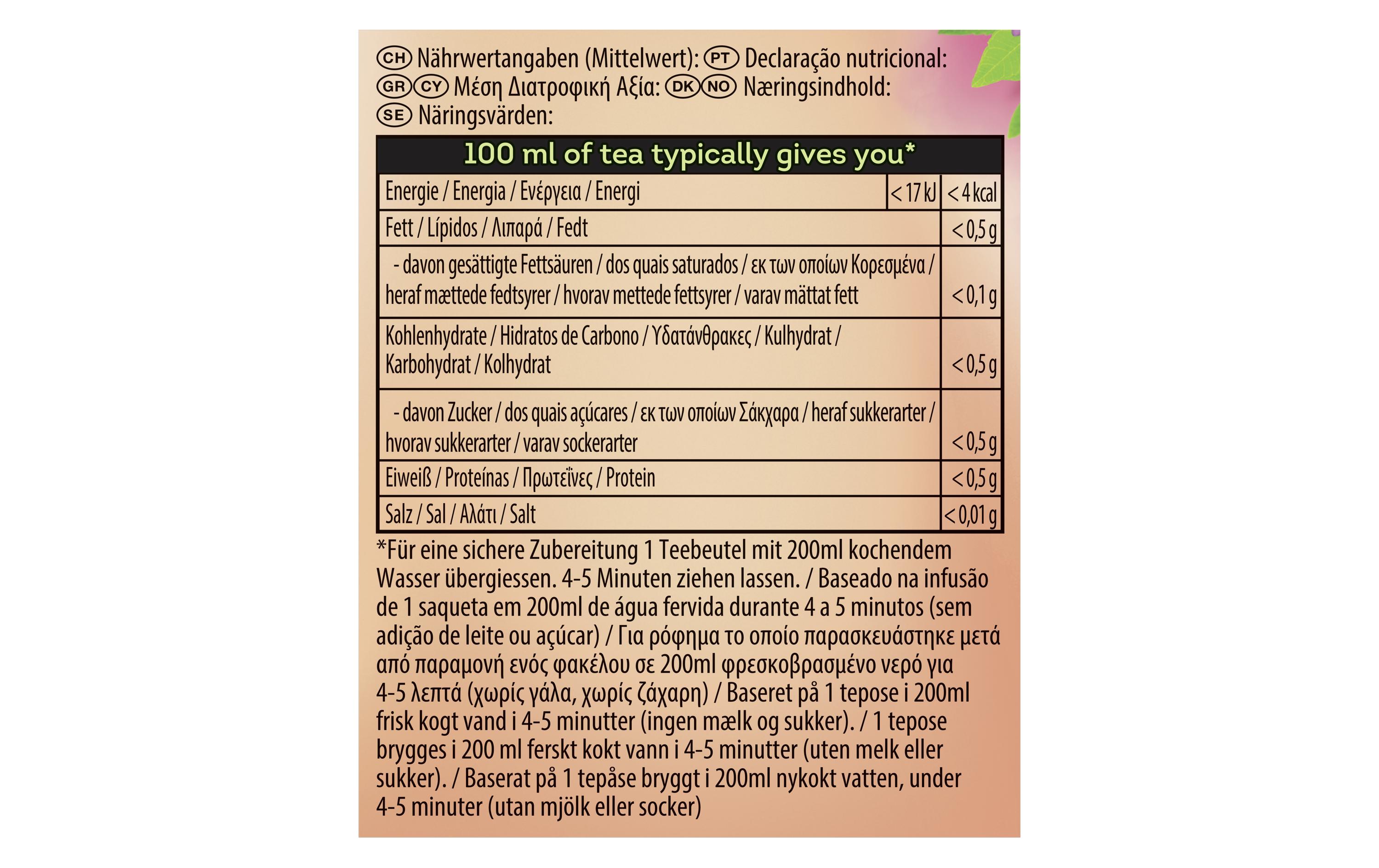 Teebeutel Lemon Verbena 20 StückTee mit Zitronenverbene