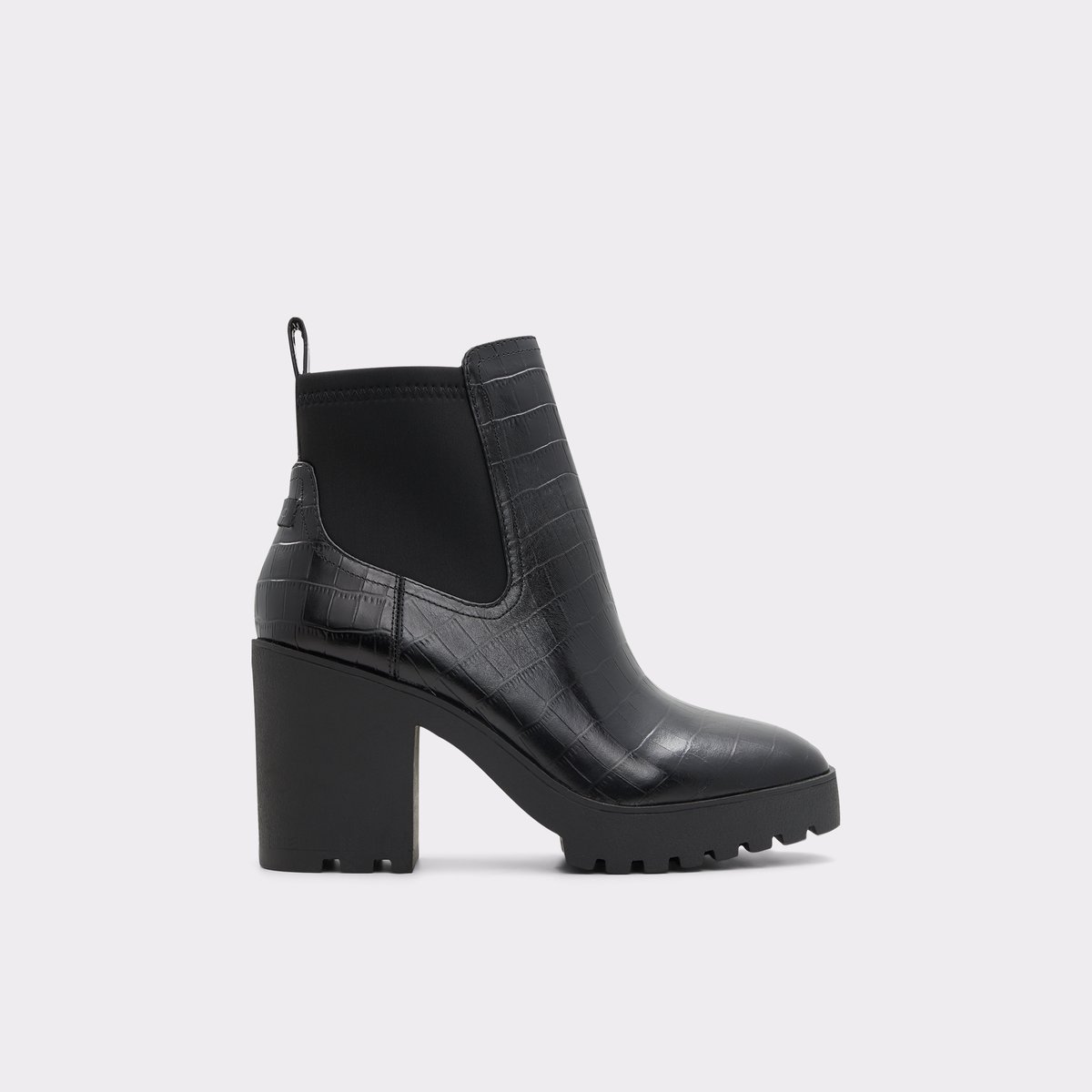 Chetta Black Leather Croco Women Chelsea boots