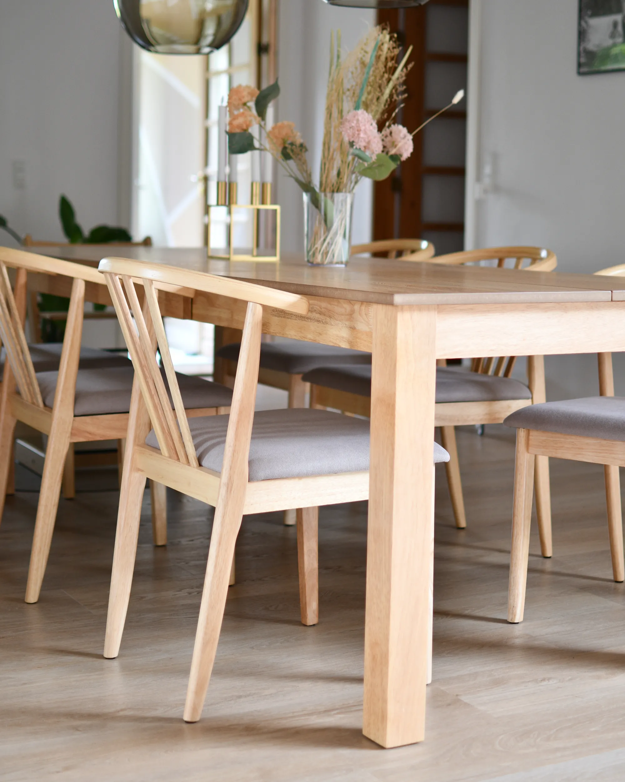 Set van 2 eetkamerstoelen CRAIG Hout Lichtbruin/taupe