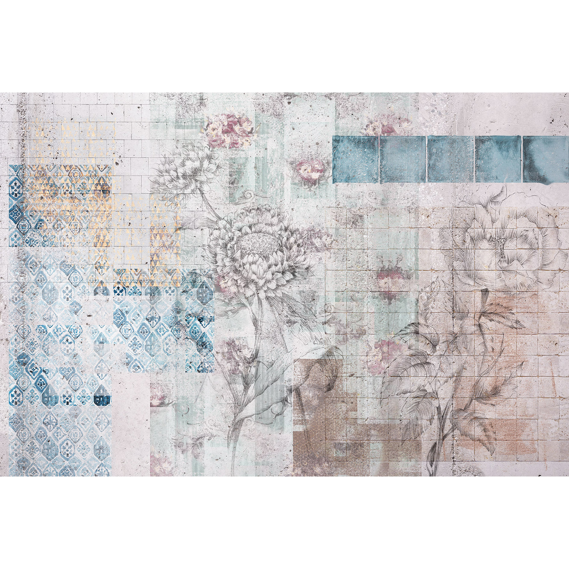 Vlies-Fototapete PATCHES - bunt - 400x260 cm