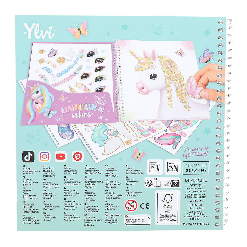 Ylvi Create Your Special Unicorn Dress Me Up stickerboek