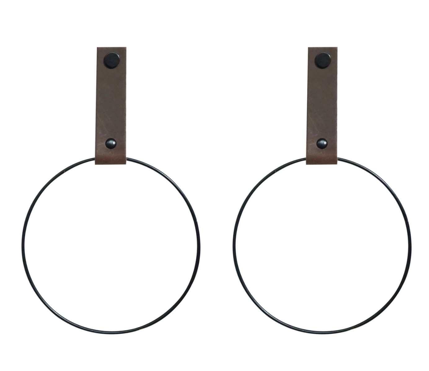 Leren handdoekring maat M (ring zwart) 2x leren handdoekring  |  DONKERBRUIN maat M