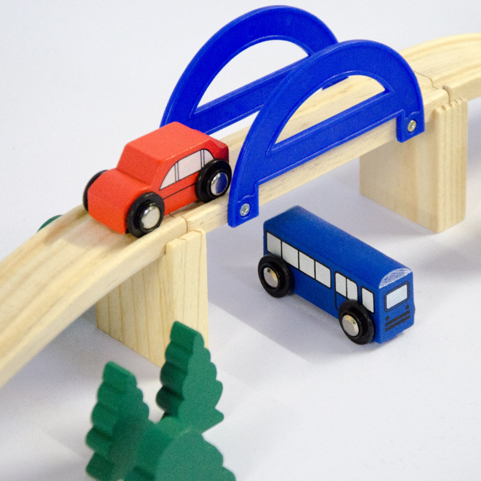 96 Teile XXL Holzeisenbahn Set - 6m Schienen - Holz Eisenbahn Kinder Spielzeug