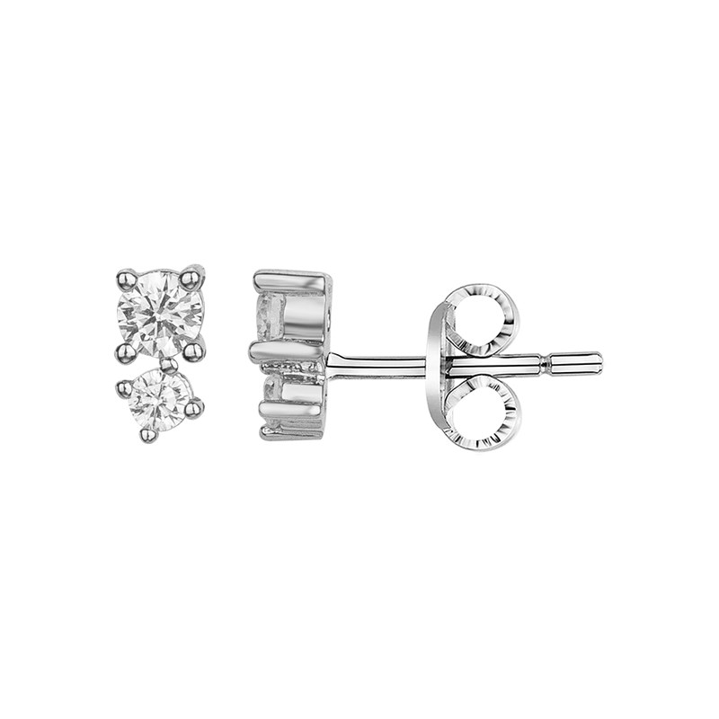 Boucles d'oreilles puces en Argent avec oxyde de zirconium blanc