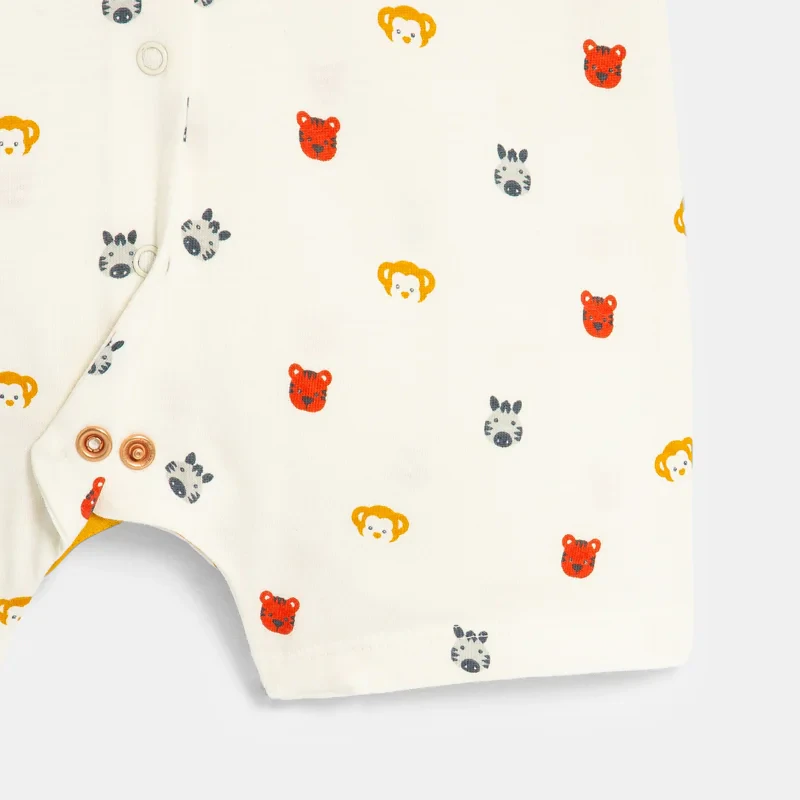 Combi courte animaux blanc bébé garçon Blanc