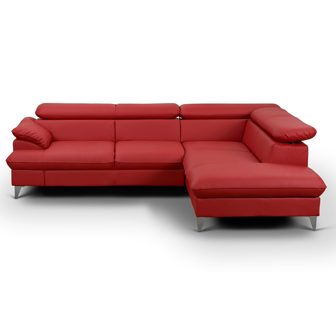 Ecksofa - rot - Kunstleder - Ottomane rechts