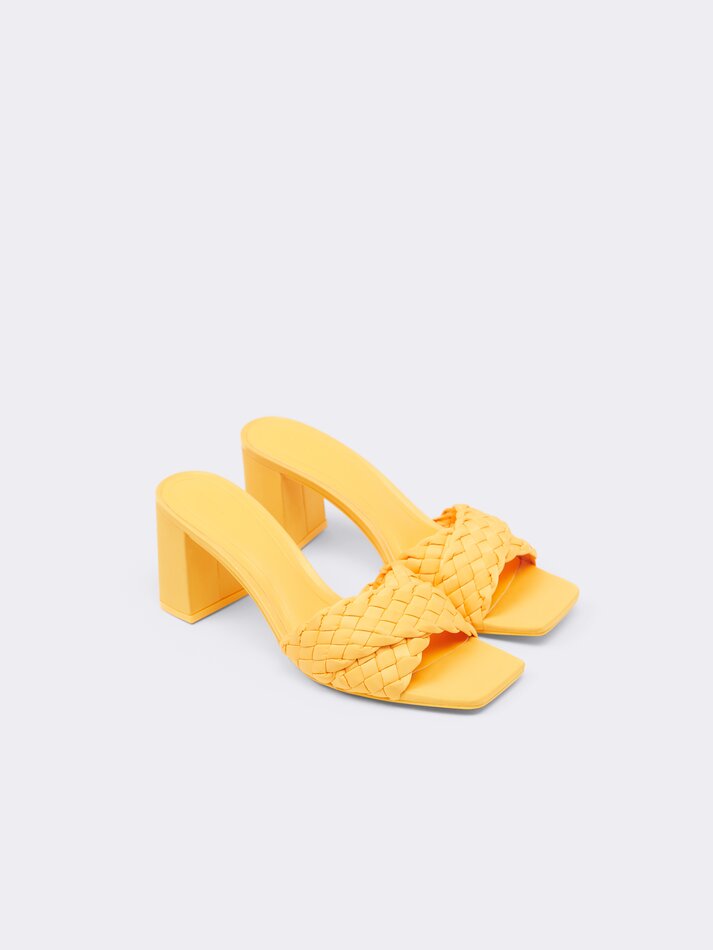Sandália mule com salto - Laranja