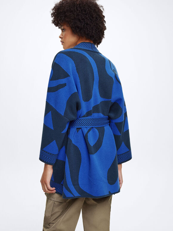 Cardigã de malha jacquard - Azul