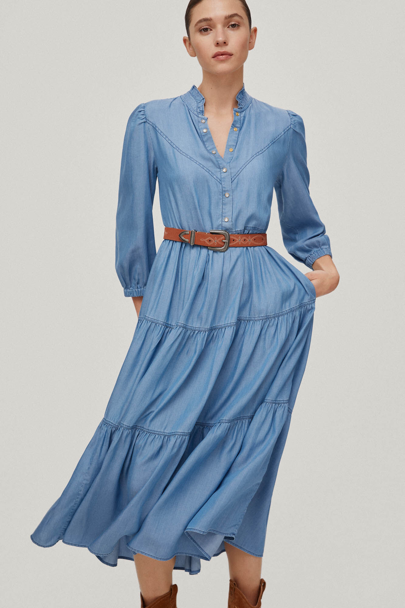 Vestido jeans em Tencel® - Azul