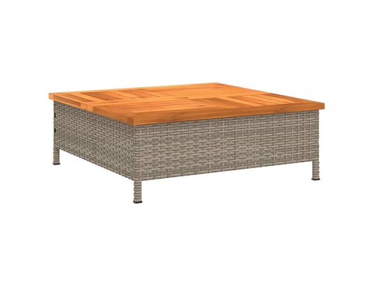 VIDAXL - Table basse Table de jardin gris 70x70x25 cm résine tressée et bois acac...