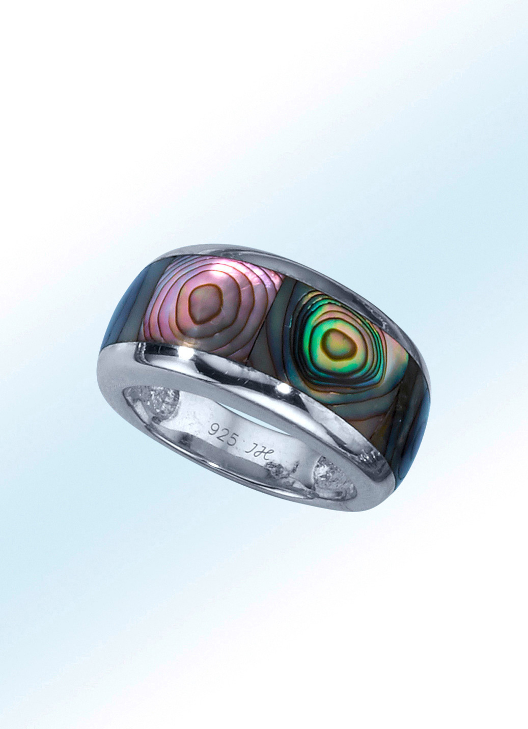 Modischer Damenring mit Abalone-Perlmutt