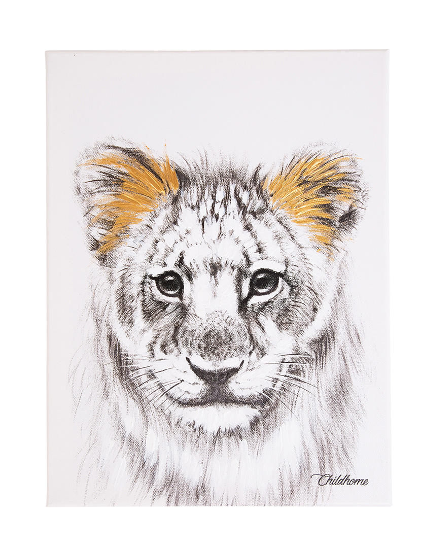 Painted Oil Frame Lion + Gold