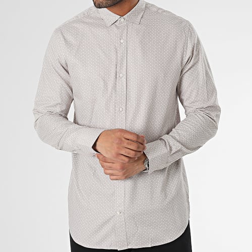 Chemise Manches Longues Scandic Print Beige