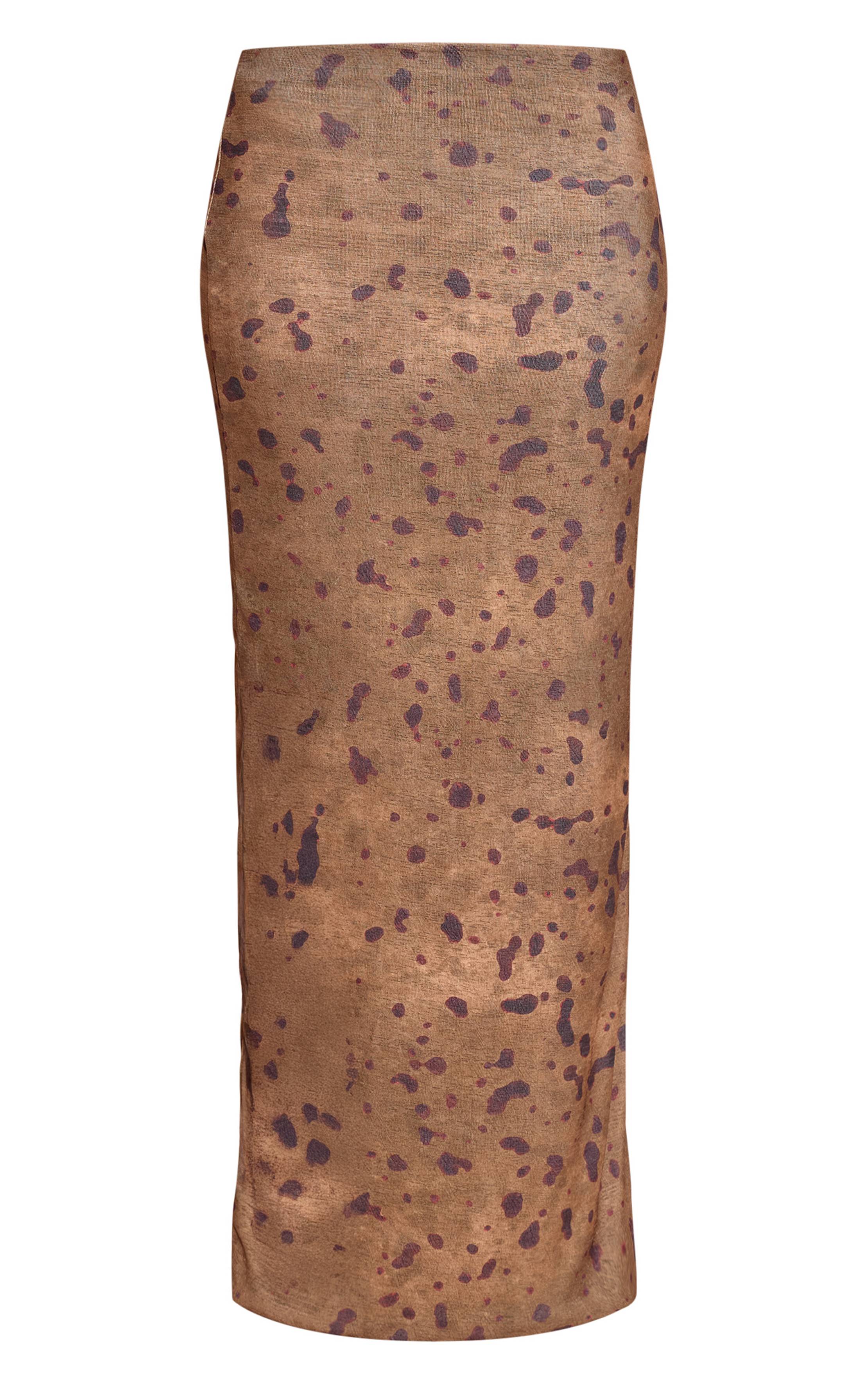 Kaki Jupe Longue Taille Basse En Peau D'oignon Imprimé Plumes