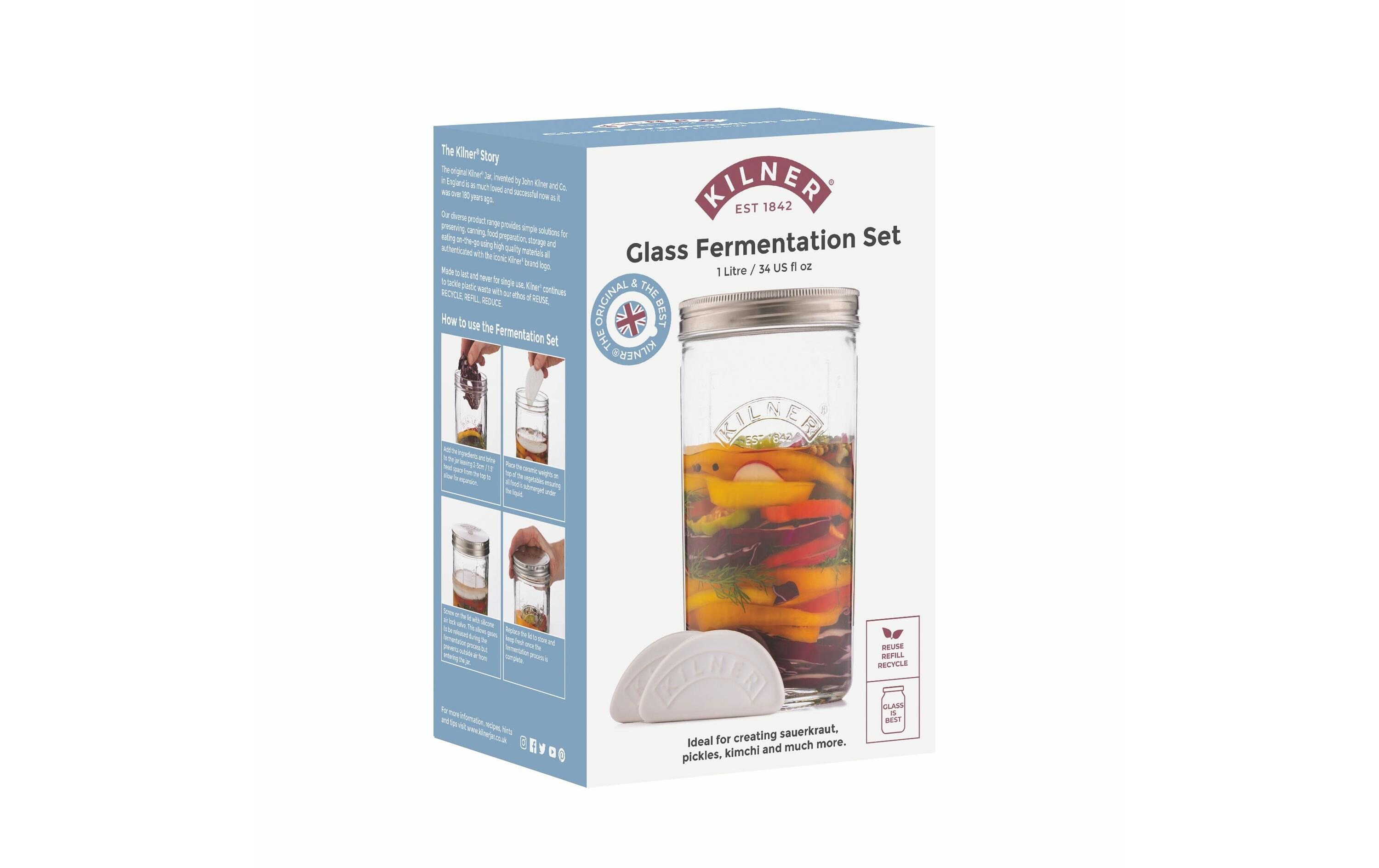 Fermentierglas Set 1000 ml, 1 StückSet zum Fermentieren inklusive Silikondeckel, Luftschloss