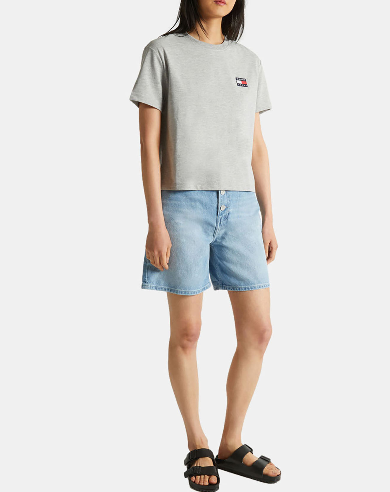 Tommy Jeans T-Shirt badge gris chiné