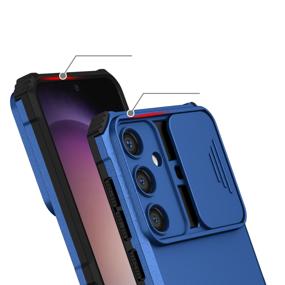 Samsung Galaxy S24 Hybrid Outdoor Hardcase Hülle mit Cam-Slider   Kickstand - Blau (Matt)